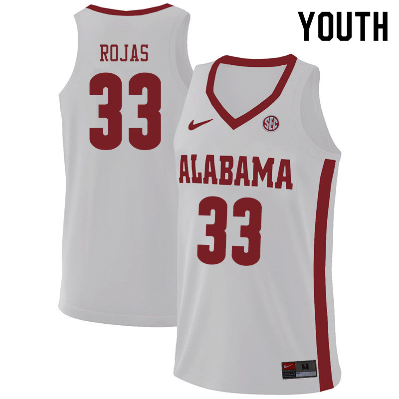 Youth #33 James Rojas Alabama Crimson Tide College Basketball Jerseys Sale-White